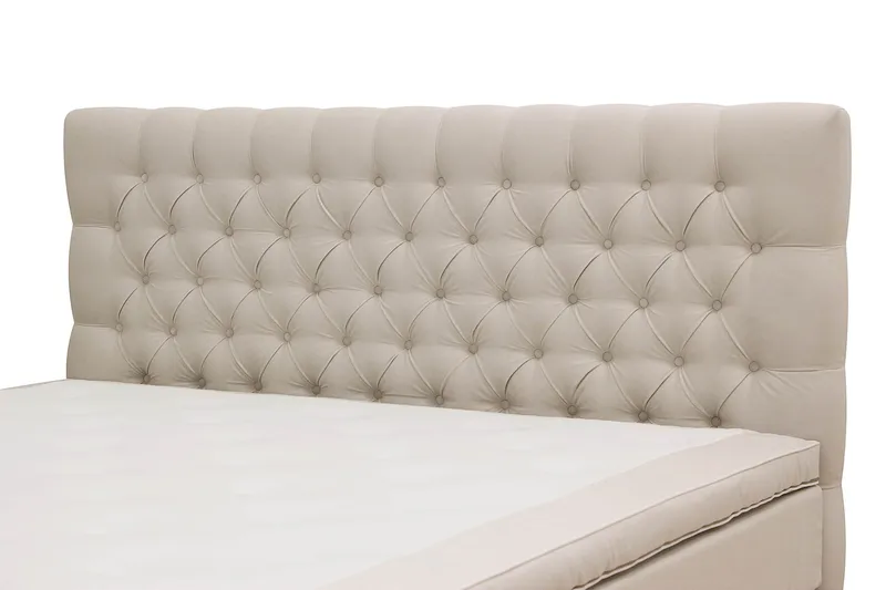 HVILA Lyx Komplett Sängpaket 180x200 cm Kontinentalsäng med knappad sänggavel i sammet - Beige - Möbler - Sovrum - Sängar - Kontinentalsängar