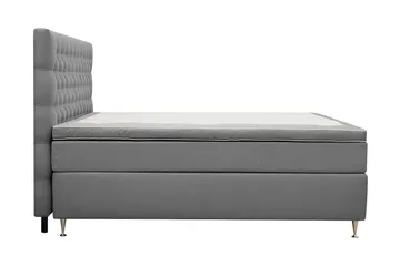 HVILA Lyx Komplett Sängpaket 180x200 cm Kontinentalsäng med knappad sänggavel i sammet - Ljusgrå - Möbler - Sovrum - Sängar - Komplett Sängpaket