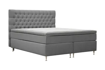 HVILA Lyx Komplett Sängpaket 180x200 cm Kontinentalsäng med knappad sänggavel i sammet - Ljusgrå - Möbler - Sovrum - Sängar - Komplett Sängpaket