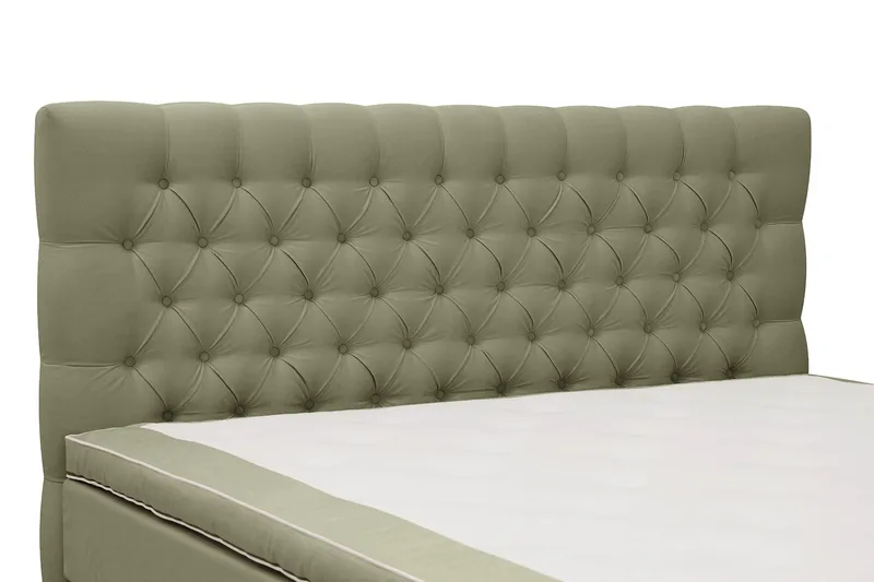 HVILA Lyx Komplett Sängpaket 180x200 cm Kontinentalsäng med knappad sänggavel i sammet - Olivgrön - Möbler - Sovrum - Sängar - Kontinentalsängar