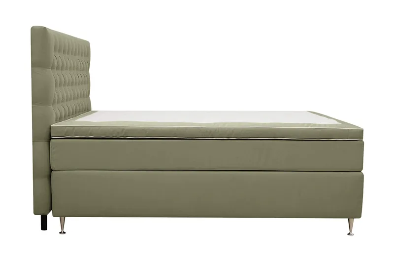 HVILA Lyx Komplett Sängpaket 180x200 cm Kontinentalsäng med knappad sänggavel i sammet - Olivgrön - Möbler - Sovrum - Sängar - Kontinentalsängar