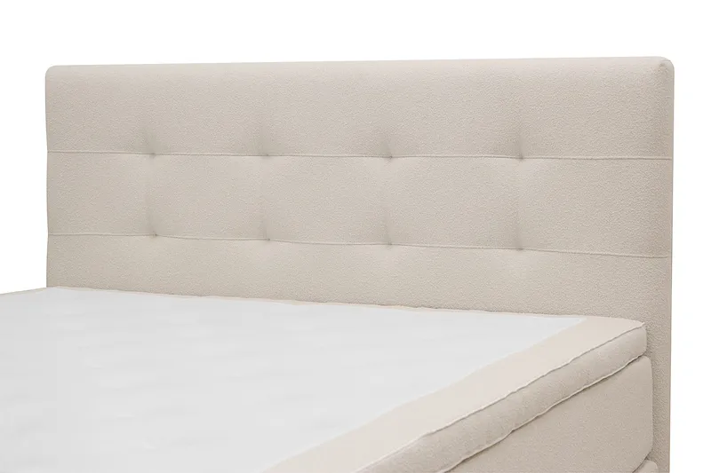 HVILA Premium Komplett Sängpaket 160x200 cm Kontinentalsäng med Sänggavel - Ljusbeige Bouclé - Möbler - Sovrum - Sängar - Kontinentalsängar