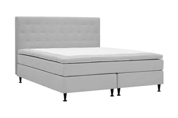HVILA Plus Komplett Sängpaket – Kontinentalsäng 180x200 cm i Tyg med Sänggavel + Bäddmadrass med Fasthetsgrad Medium - Grå - Möbler - Sovrum - Sängar - Komplett Sängpaket