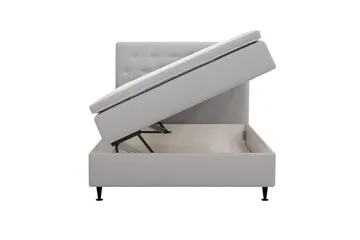 HVILA Plus Komplett Sängpaket – Kontinentalsäng 140x200 cm i Tyg med Förvaring, Sänggavel + Bäddmadrass med Fasthetsgrad Mediumfast - Grå - Möbler - Sovrum - Sängar - Kontinentalsängar