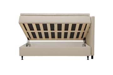 HVILA Plus Komplett Sängpaket – Kontinentalsäng 140x200 cm i Tyg med Förvaring, Sänggavel + Bäddmadrass med Fasthetsgrad Mediumfast - Beige - Möbler - Sovrum - Sängar - Kontinentalsängar