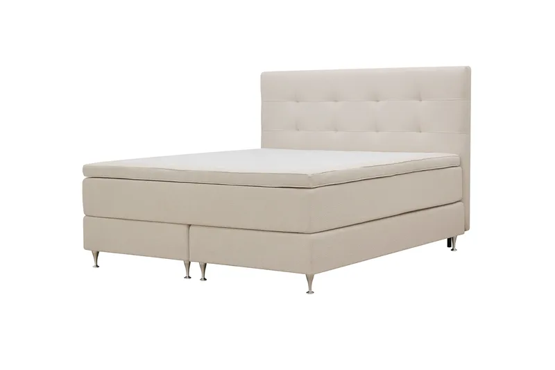 HVILA Premium Komplett Sängpaket 160x200 cm Kontinentalsäng med Sänggavel - Ljusbeige Bouclé - Möbler - Sovrum - Sängar - Kontinentalsängar