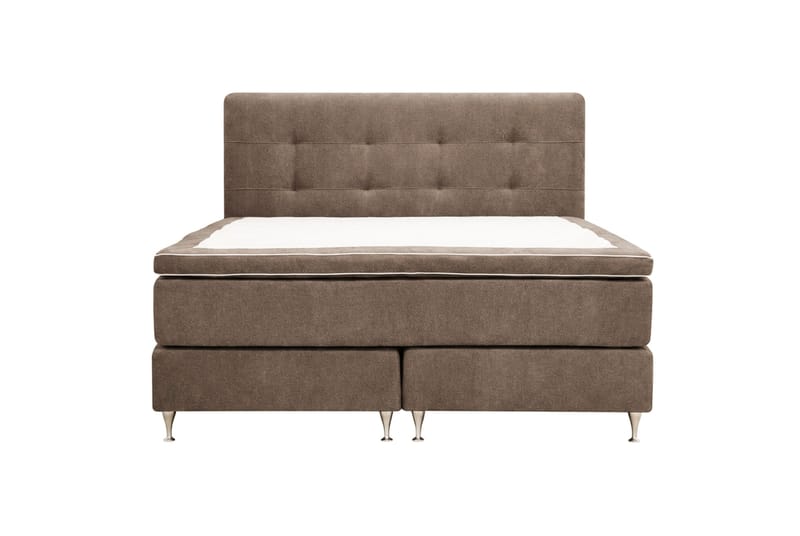 HVILA Premium Komplett Sängpaket 160x200 cm Kontinentalsäng med Sänggavel, Brun Tyg