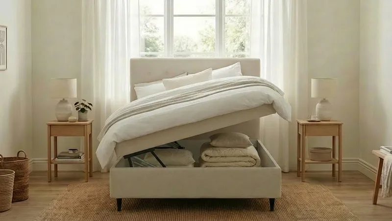 HVILA Plus Komplett Sängpaket med Förvaring 140x200 cm - Ljusbeige - Möbler - Sovrum - Sängar - Kontinentalsängar