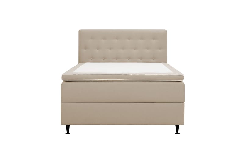 HVILA Plus Komplett Sängpaket – Kontinentalsäng 140x200 cm i Tyg med Förvaring, Sänggavel + Bäddmadrass med Fasthetsgrad Mediumfast, Beige