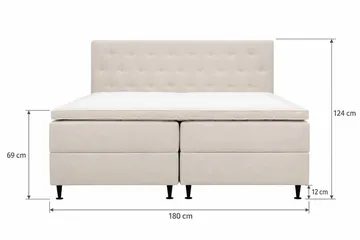 HVILA Plus Komplett Sängpaket – Kontinentalsäng 180x200 cm i Tyg med Förvaring, Sänggavel + Bäddmadrass - Ljusbeige - Möbler - Sovrum - Sängar - Komplett Sängpaket