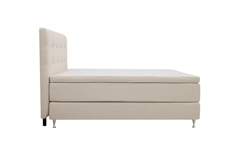 HVILA Premium Komplett Sängpaket 160x200 cm Kontinentalsäng med Sänggavel - Ljusbeige Bouclé - Möbler - Sovrum - Sängar - Kontinentalsängar