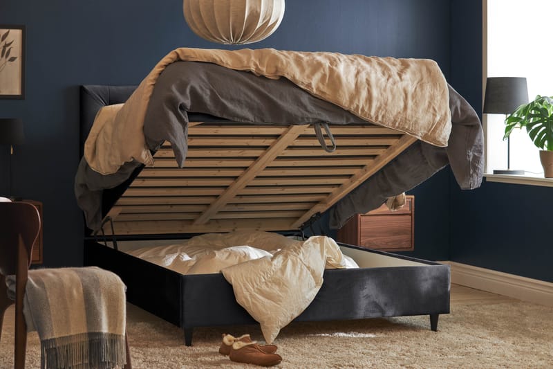 JOLLY PLUSS Sängpaket Förvaringssäng 140x200 cm Mörkgrå - Mörkgrå - Komplett Sängpaket - Sängar med förvaring