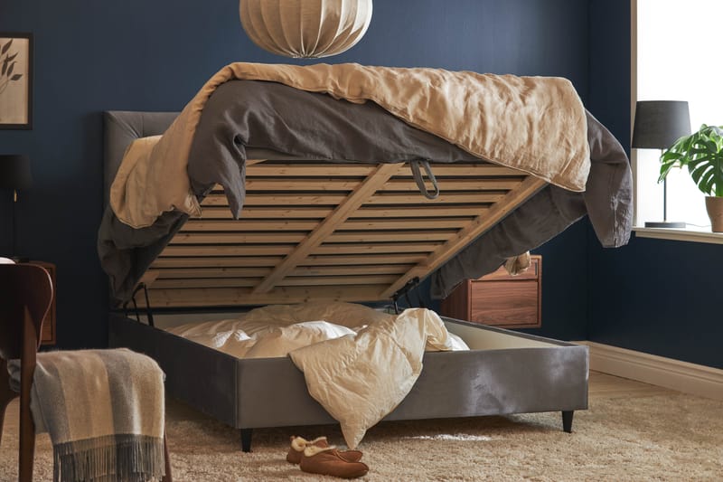 JOLLY PLUSS Sängpaket Förvaringssäng 140x200 cm Grå - Grå - Komplett Sängpaket - Sängar med förvaring