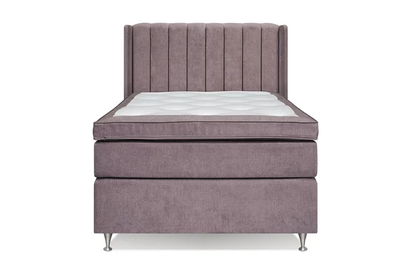 Joluma Komplett Sängpaket – Kontinentalsäng 120x200 cm i Tyg med Sänggavel + Bäddmadrass med Fasthetsgrad Medium - Mörkrosa - Möbler - Sovrum - Sängar - Komplett Sängpaket