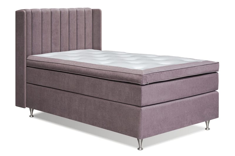 Joluma Komplett Sängpaket – Kontinentalsäng 120x200 cm i Tyg med Sänggavel + Bäddmadrass med Fasthetsgrad Medium - Mörkrosa - Möbler - Sovrum - Sängar - Komplett Sängpaket