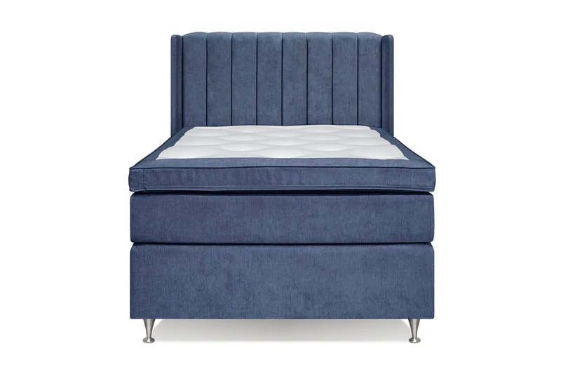 Joluma Komplett Sängpaket – Kontinentalsäng 140x200 cm i Tyg med Sänggavel + Bäddmadrass med Fasthetsgrad Medium - Mörkblå - Möbler - Sovrum - Sängar - Komplett Sängpaket