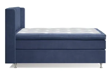 Joluma Komplett Sängpaket – Kontinentalsäng 140x200 cm i Tyg med Sänggavel + Bäddmadrass med Fasthetsgrad Medium - Mörkblå - Möbler - Sovrum - Sängar - Komplett Sängpaket