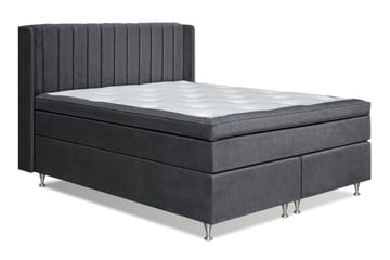 Joluma Komplett Sängpaket – Kontinentalsäng 160x200 cm i Tyg med Sänggavel + Bäddmadrass med Fasthetsgrad Fast - Mörkgrå - Möbler - Sovrum - Sängar - Komplett Sängpaket