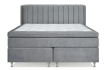 Joluma Komplett Sängpaket – Kontinentalsäng 160x200 cm i Tyg med Sänggavel + Bäddmadrass med Fasthetsgrad Fast/Medium - Grå - Möbler - Sovrum - Sängar - Komplett Sängpaket