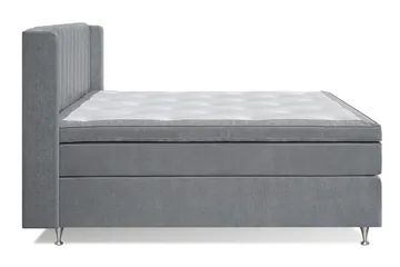 Joluma Komplett Sängpaket – Kontinentalsäng 160x200 cm i Tyg med Sänggavel + Bäddmadrass med Fasthetsgrad Fast/Medium - Grå - Möbler - Sovrum - Sängar - Komplett Sängpaket