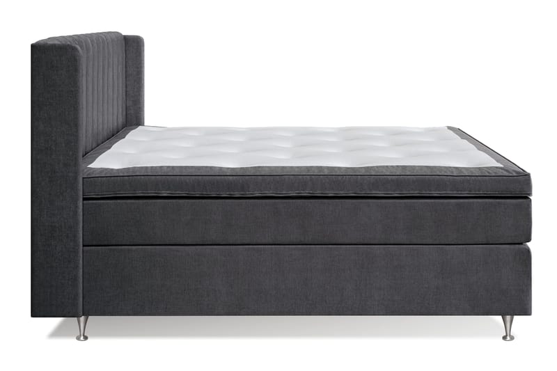 Joluma Komplett Sängpaket – Kontinentalsäng 160x200 cm i Tyg med Sänggavel + Bäddmadrass med Fasthetsgrad Fast/Medium - Mörkgrå - Möbler - Sovrum - Sängar - Komplett Sängpaket
