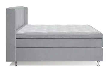 Joluma Komplett Sängpaket – Kontinentalsäng 160x200 cm i Tyg med Sänggavel + Bäddmadrass med Fasthetsgrad Medium - Ljusgrå - Möbler - Sovrum - Sängar - Komplett Sängpaket