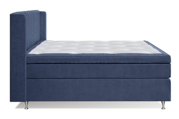 Joluma Komplett Sängpaket – Kontinentalsäng 160x200 cm i Tyg med Sänggavel + Bäddmadrass med Fasthetsgrad Medium - Mörkblå - Möbler - Sovrum - Sängar - Komplett Sängpaket