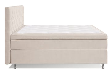 Joluma Komplett Sängpaket – Kontinentalsäng 180x200 cm i Tyg med Sänggavel + Bäddmadrass med Fasthetsgrad Fast - Ljusbeige - Möbler - Sovrum - Sängar - Kontinentalsängar