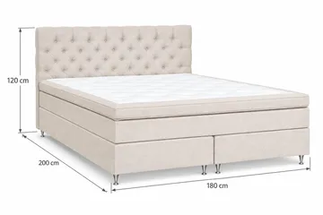 Joluma Komplett Sängpaket – Kontinentalsäng 180x200 cm i Tyg med Sänggavel + Bäddmadrass med Fasthetsgrad Fast - Ljusbeige - Möbler - Sovrum - Sängar - Kontinentalsängar