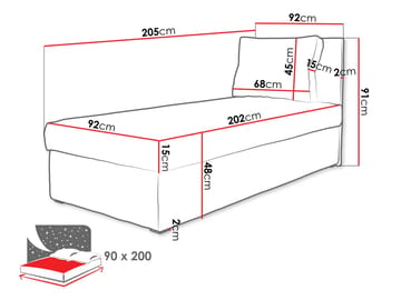 Kelven Liggfåtölj med förvaring 92x205 cm - grå - Möbler - Sovrum - Sängar - Enkelsängar