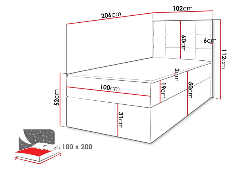 Kleiv Kontinentalsäng med förvaring 100x200 cm - brun - Möbler - Sovrum - Sängar - Kontinentalsängar