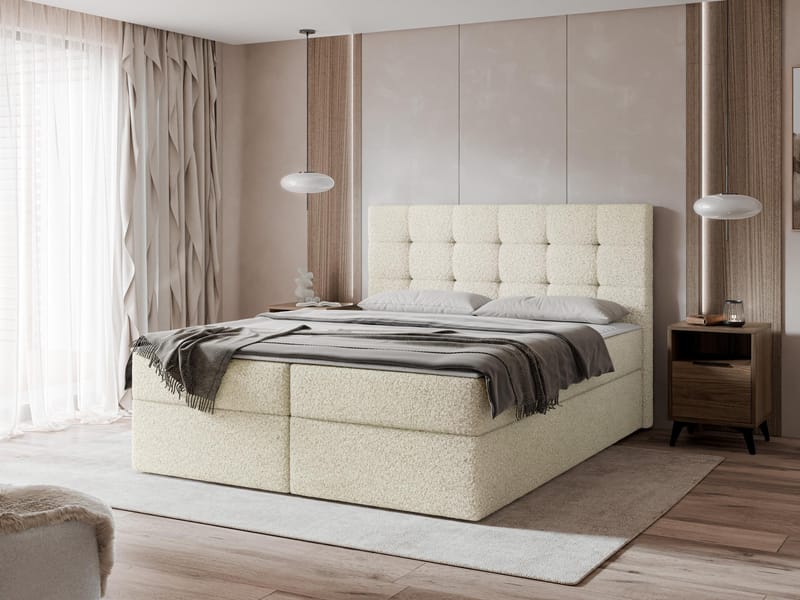 Kleiv Kontinentalsäng med förvaring 160x200 cm - beige - Möbler - Sovrum - Sängar - Kontinentalsängar