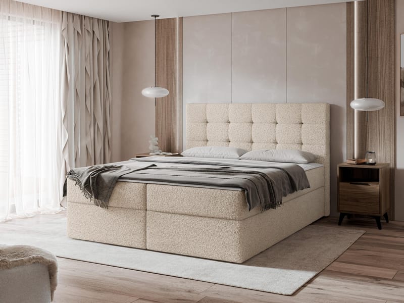 Kleiv Kontinentalsäng med förvaring 160x200 cm - beige - Möbler - Sovrum - Sängar - Kontinentalsängar