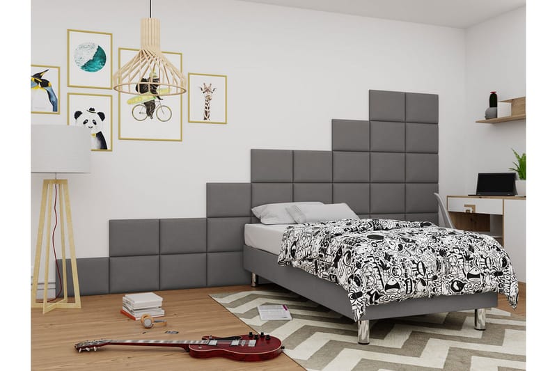 Adeliza Kontinentalsäng 120x200 cm+Panel 40 cm - Grå - Möbler - Sovrum - Sängram & sängstomme