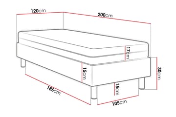 Adeliza Kontinentalsäng 120x200 cm+Panel 40 cm - Grön - Möbler - Sovrum - Sängram & sängstomme