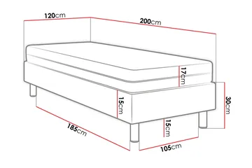 Adeliza Kontinentalsäng 120x200 cm+Panel 40 cm - Svart - Möbler - Sovrum - Sängram & sängstomme