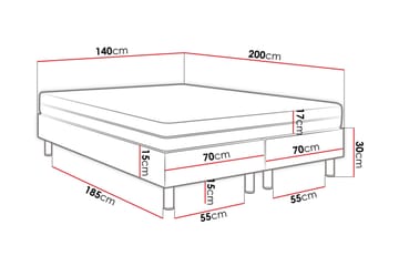 Adeliza Kontinentalsäng 140x200 cm+Panel 40 cm - Vit - Möbler - Sovrum - Sängram & sängstomme