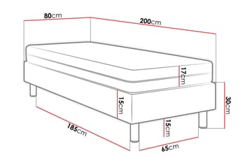 Adeliza Kontinentalsäng 80x200 cm+Panel 60 cm  Svart - Svart - Möbler - Sovrum - Sängram & sängstomme