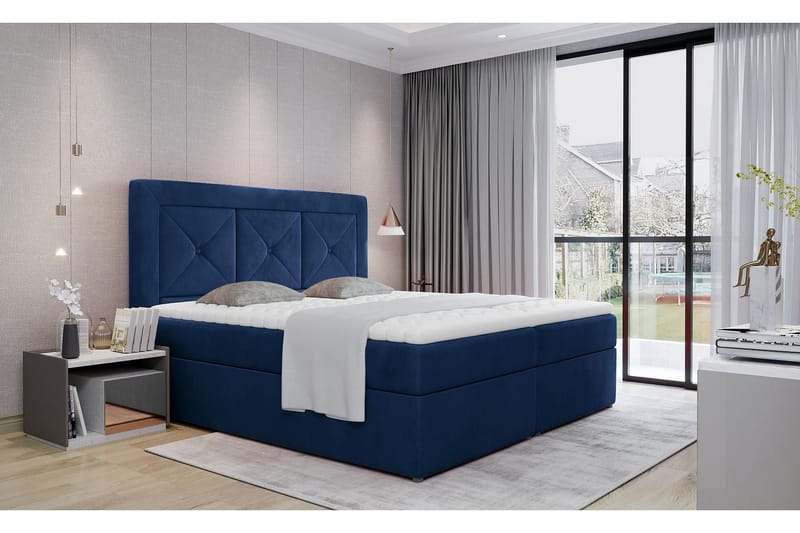 AKARCA Sängpaket 160x200 cm Blå - Komplett Sängpaket