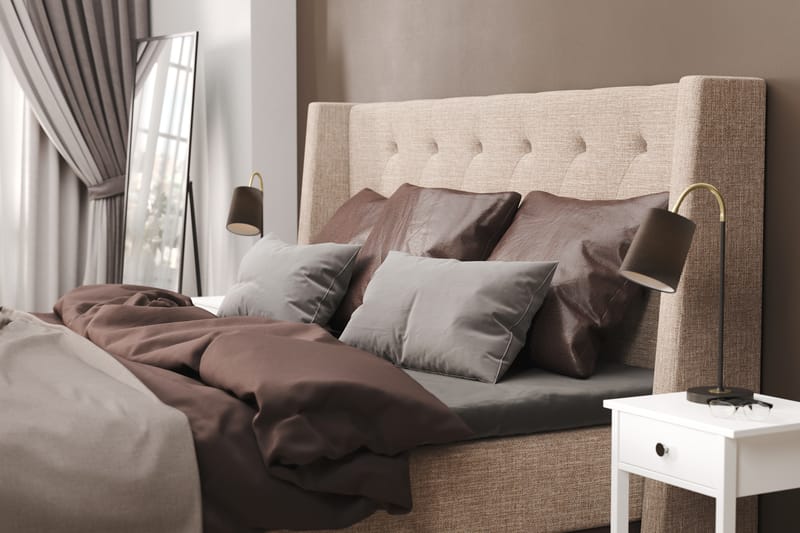AUSTIN Sängpaket 160x200 m 3 Bruna Kuddar (+Fler val) Beige/ - Möbler - Sovrum - Sängar - Komplett Sängpaket