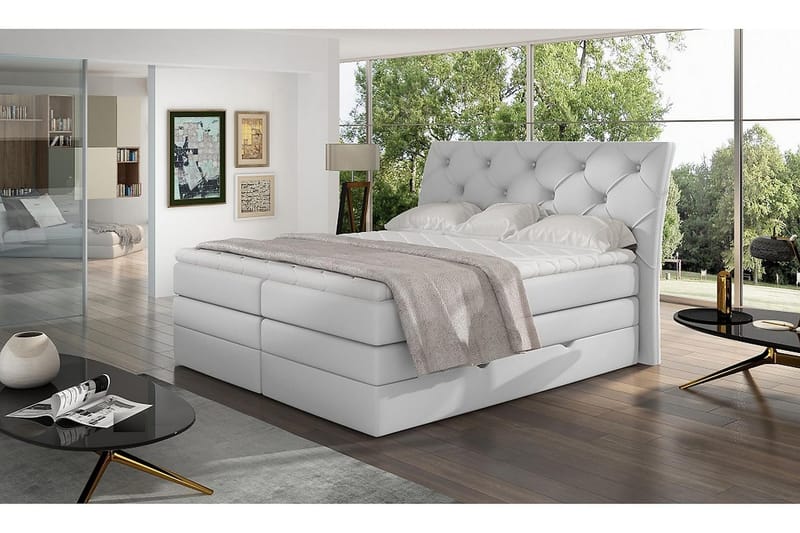 Bellamir Sängpaket 160x200 cm, Läder/Vit