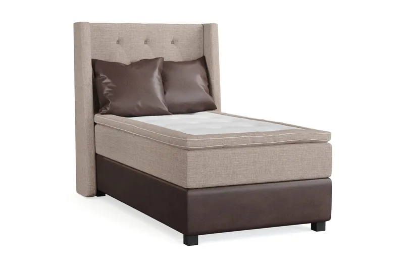 Cuba Sängpaket 105x200 med Två Bruna Kuddar - (+Fler val) Beige/Brun - Möbler - Sovrum - Sängar - Kontinentalsängar