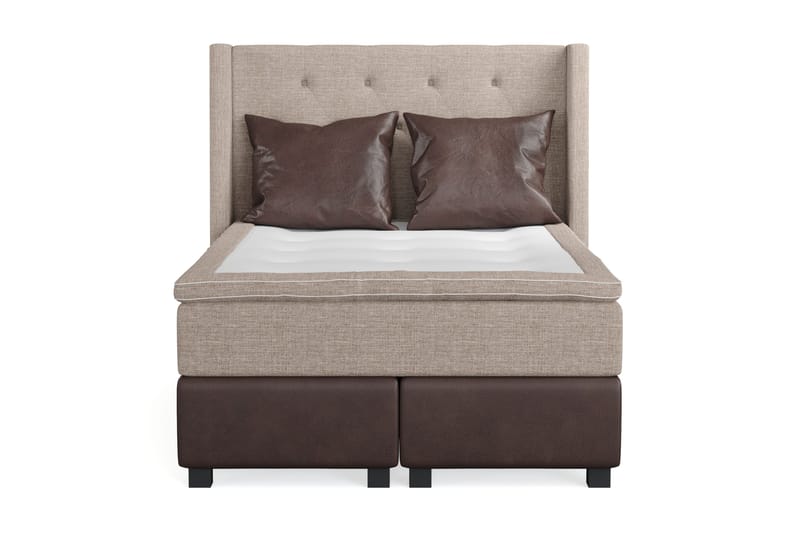 Cuba Sängpaket 140x200 med Två Bruna Kuddar - (+Fler val) Beige/Brun - Möbler - Sovrum - Sängar - Kontinentalsängar