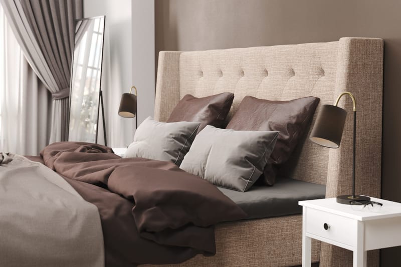 Cuba Sängpaket 140x200 med Två Bruna Kuddar - (+Fler val) Beige/Brun - Möbler - Sovrum - Sängar - Kontinentalsängar