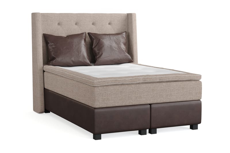 Cuba Sängpaket 140x200 med Två Bruna Kuddar - (+Fler val) Beige/Brun - Möbler - Sovrum - Sängar - Kontinentalsängar