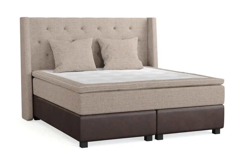 Cuba Sängpaket 160x200 med Två Beiga Kuddar - (+Fler val) Beige/Brun - Möbler - Sovrum - Sängar - Kontinentalsängar