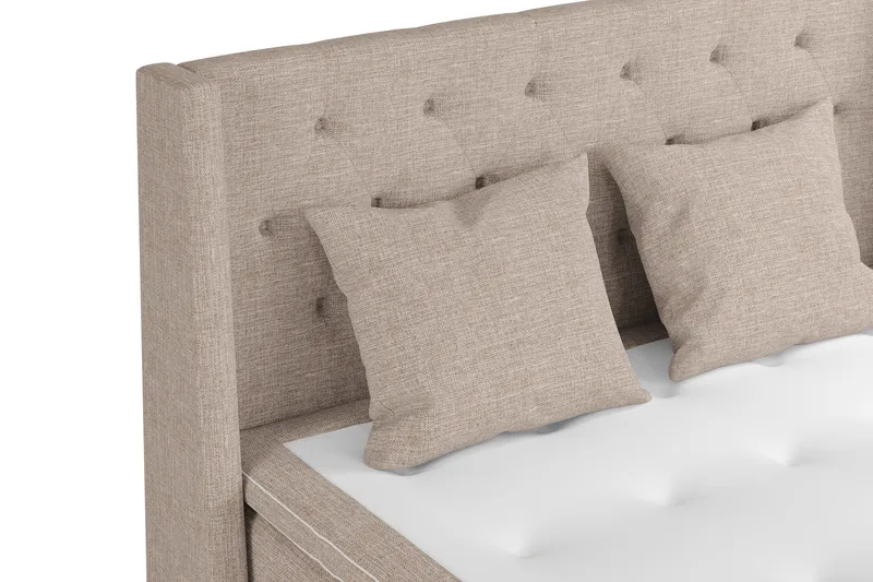 Cuba Sängpaket 160x200 med Två Beiga Kuddar - (+Fler val) Beige/Brun - Möbler - Sovrum - Sängar - Kontinentalsängar