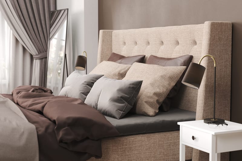 Cuba Sängpaket 160x200 med Två Bruna Två Beiga Kuddar - (+Fler val) Beige/Brun - Möbler - Sovrum - Sängar - Kontinentalsängar