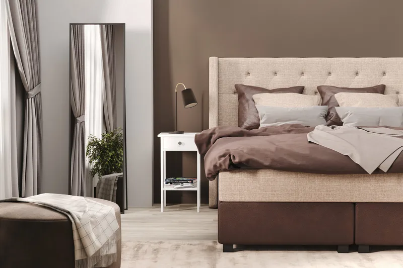 Cuba Sängpaket 160x200 med Två Bruna Två Beiga Kuddar - (+Fler val) Beige/Brun - Möbler - Sovrum - Sängar - Kontinentalsängar