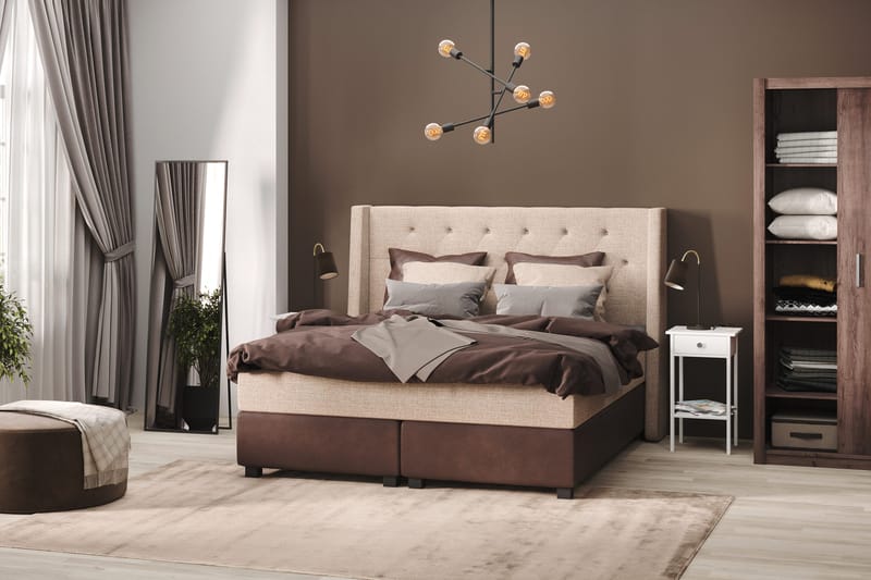 Cuba Sängpaket 160x200 med Två Bruna Två Beiga Kuddar - (+Fler val) Beige/Brun - Möbler - Sovrum - Sängar - Kontinentalsängar